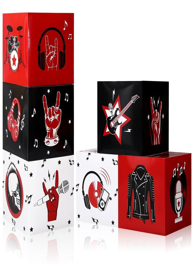 Fuyoooo 6 Pcs Large Rock and Roll Party Decorations Boxes 12 Inch Rock Music Birthday Balloon Cardboard Boxes Backdrop 80s 90s Retro Band Props for Party Supplies - Image 1